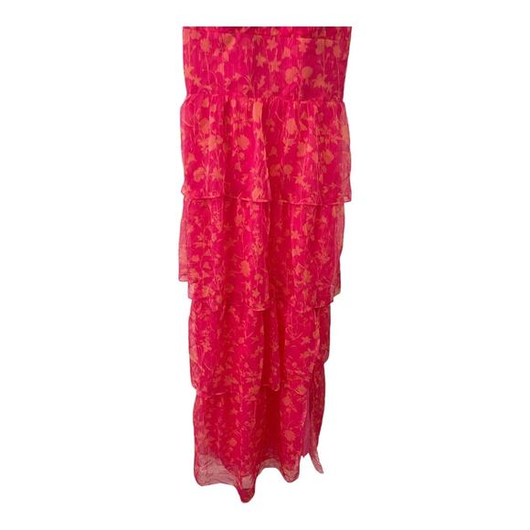 Amanda Uprichard Thaddea Dress Tiered Floral Summer Party Formal Maxi Sz L - Picture 5 of 16